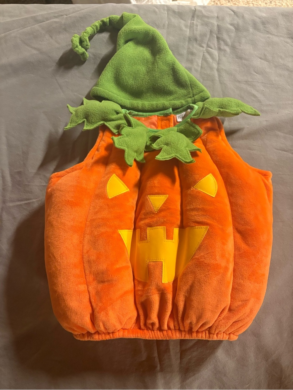 Baby Orange Pumpkin Costume with Green Stem Hood 12M Halloween